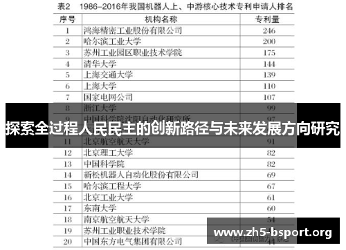 探索全过程人民民主的创新路径与未来发展方向研究