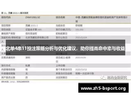 北单4串11投注策略分析与优化建议，助你提高命中率与收益